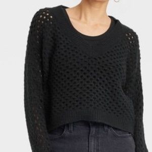 B4B9 Women's V-Neck Openwork Pullover Sweater - Universal Thread
